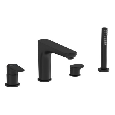 VitrA Root Round 4-Hole Bath/Shower Mixer - Matt Black | Bat 2