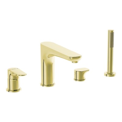 VitrA Root Round 4-Hole Bath/Shower Mixer - Soft Gold | Bath