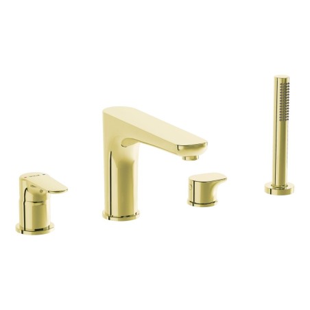 VitrA Root Round 4-Hole Bath/Shower Mixer - Soft Gold | Bath