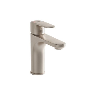 VitrA Root Round Basin Mixer - Brushed Nickel | Bathroom Tap