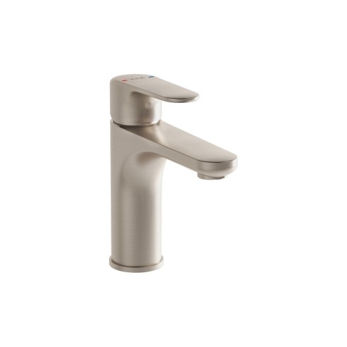 VitrA Root Round Basin Mixer - Brushed Nickel | Bathroom Tap