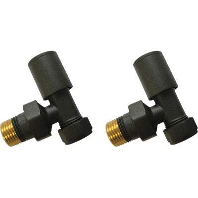 Patterned Anthracite Radiator Valves - Angled | Heating | Ba