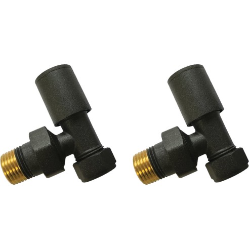 Patterned Anthracite Radiator Valves - Angled | Heating | Ba
