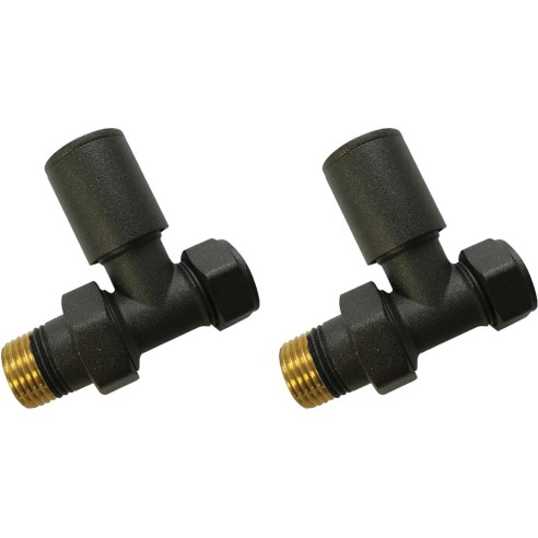 Patterned Anthracite Radiator Valves - Straight | Heating |