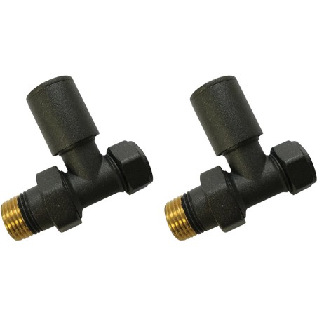 Patterned Anthracite Radiator Valves - Straight | Heating |