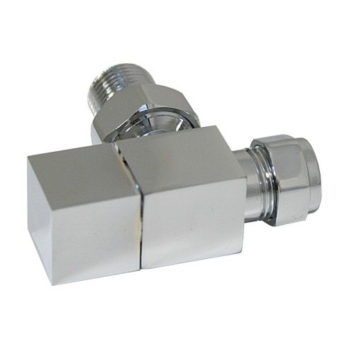 Square Chrome Radiator Valves - Angled | Heating | BathroomK