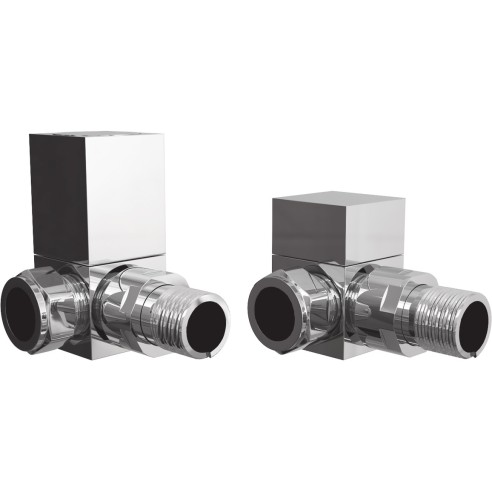 Square Chrome Radiator Valves - Corner | Heating | BathroomK