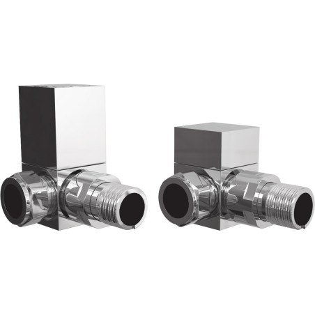 Square Chrome Radiator Valves - Corner | Heating | BathroomK