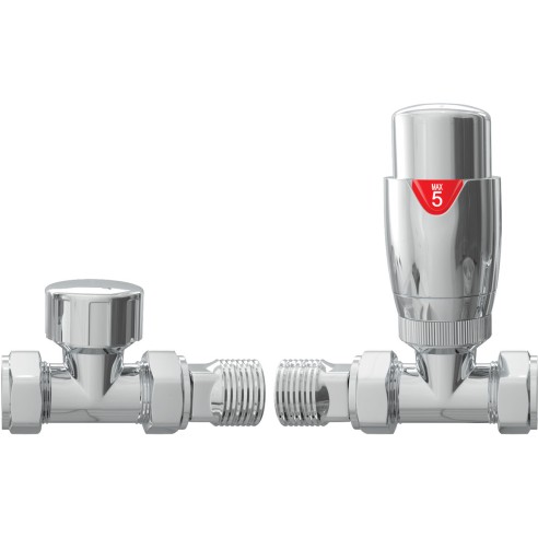 Round Thermostatic Chrome Radiator Valves - Straight | Heati