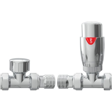 Round Thermostatic Chrome Radiator Valves - Straight | Heati