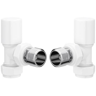 Patterned White Radiator Valves - Angled | Heating | Bathroo