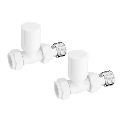 Patterned White Radiator Valves - Straight | Heating | Bathr