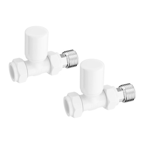 Patterned White Radiator Valves - Straight | Heating | Bathr