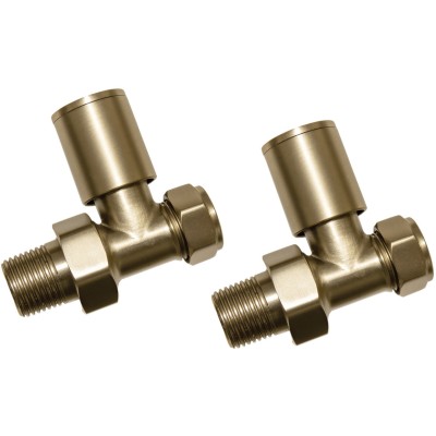 Patterned Brushed Brass Radiator Valves - Straight | Heating