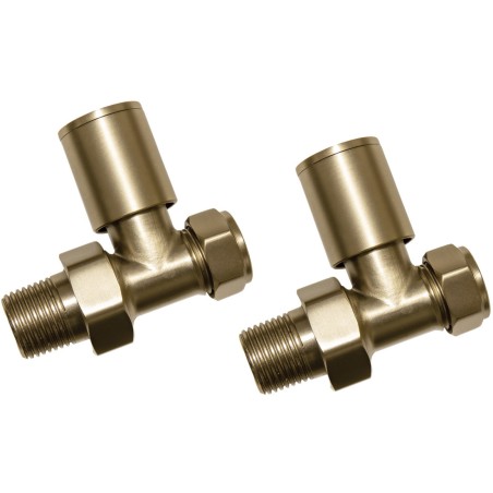 Patterned Brushed Brass Radiator Valves - Straight | Heating