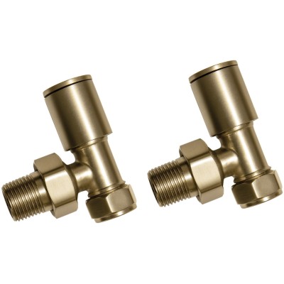 Patterned Brushed Brass Radiator Valves - Angled | Heating |