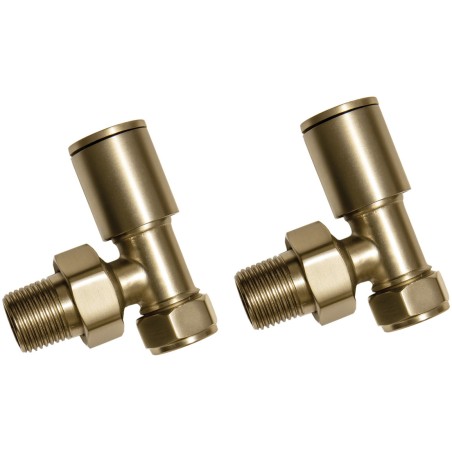 Patterned Brushed Brass Radiator Valves - Angled | Heating |