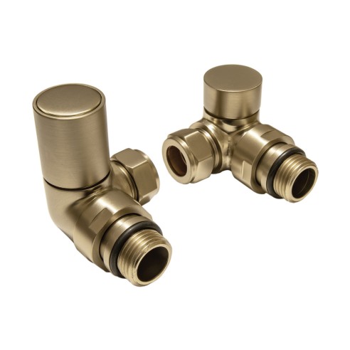 Patterned Brushed Brass Radiator Valves - Corner | Heating |