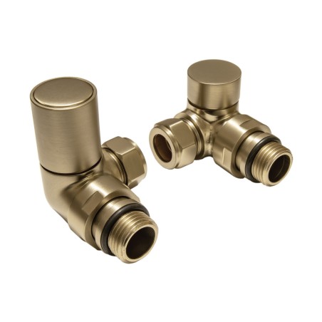 Patterned Brushed Brass Radiator Valves - Corner | Heating |