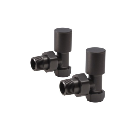 Patterned Matt Black Radiator Valves - Angled | Heating | Ba
