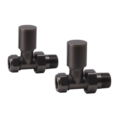 Patterned Matt Black Radiator Valves - Straight | Heating |