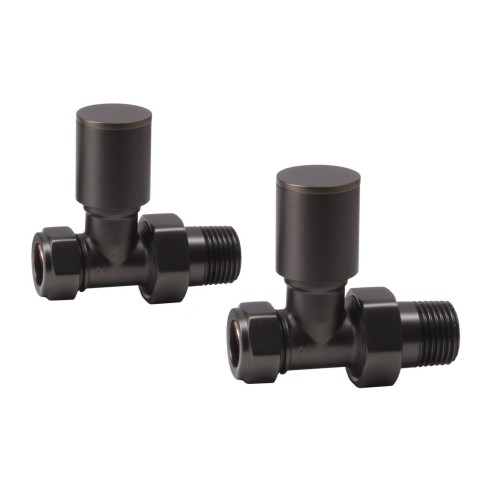 Patterned Matt Black Radiator Valves - Straight | Heating |
