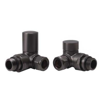 Patterned Matt Black Radiator Valves - Corner | Heating | Ba
