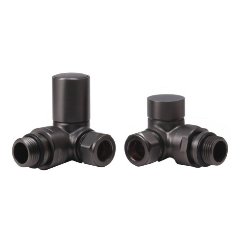 Patterned Matt Black Radiator Valves - Corner | Heating | Ba
