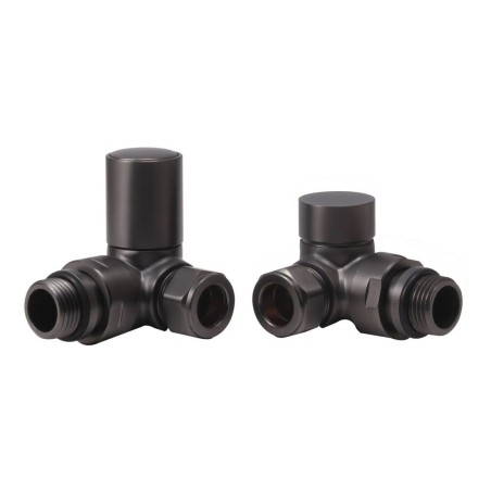 Patterned Matt Black Radiator Valves - Corner | Heating | Ba