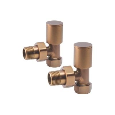 Patterned Brushed Bronze Radiator Valves - Angled | Heating