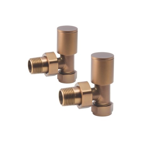 Patterned Brushed Bronze Radiator Valves - Angled | Heating