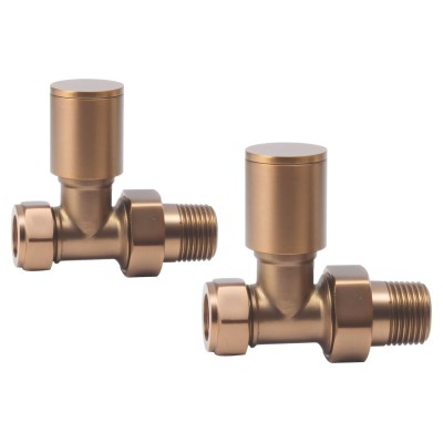 Patterned Brushed Bronze Radiator Valves - Straight | Heatin