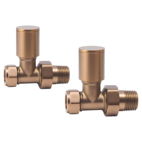 Patterned Brushed Bronze Radiator Valves - Straight | Heatin