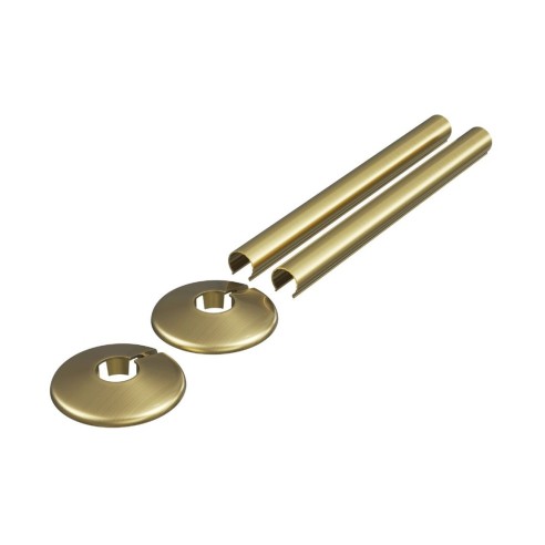 180x18mm Radiator Pipe Sleeves - Brushed Brass | Heating | B