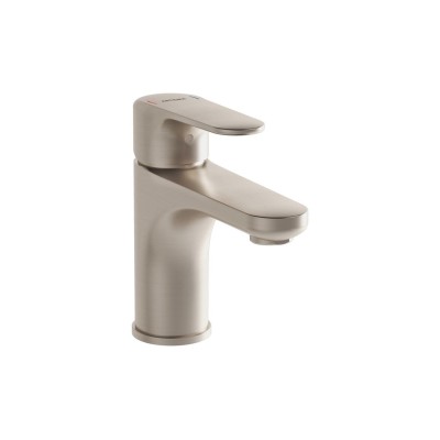 VitrA Root Round Compact Basin Mixer - Brushed Nickel | Bath