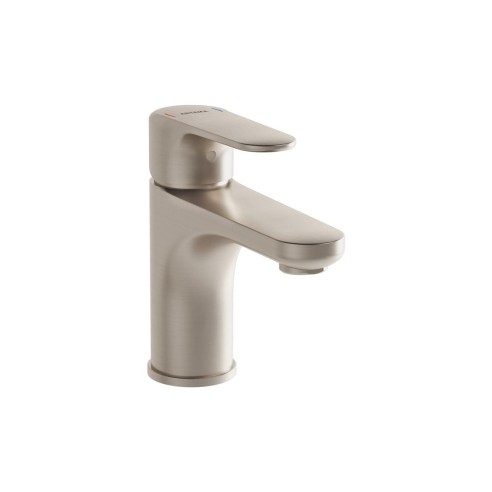 VitrA Root Round Compact Basin Mixer - Brushed Nickel | Bath