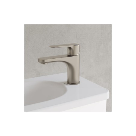 VitrA Root Round Compact Basin Mixer - Brushed Nickel | Bath