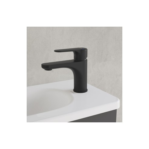 VitrA Root Round Compact Basin Mixer - Matt Black | Bathroom