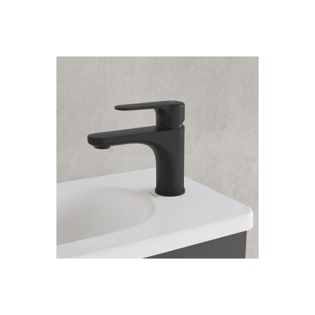 VitrA Root Round Compact Basin Mixer - Matt Black | Bathroom
