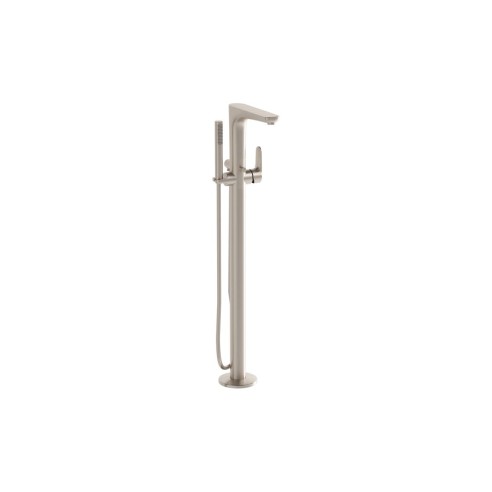 VitrA Root Round Floor Standing Bath/Shower Mixer - Brushed