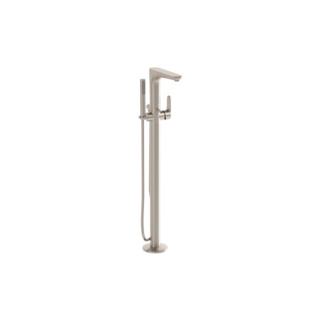 VitrA Root Round Floor Standing Bath/Shower Mixer - Brushed