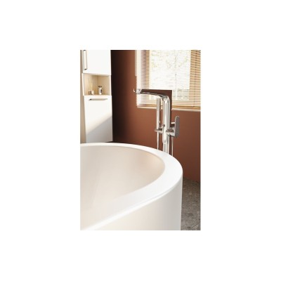 VitrA Root Round Floor Standing Bath/Shower Mixer - Chrome | 2