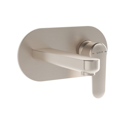 VitrA Root Round Integrated Basin Mixer - Brushed Nickel | B