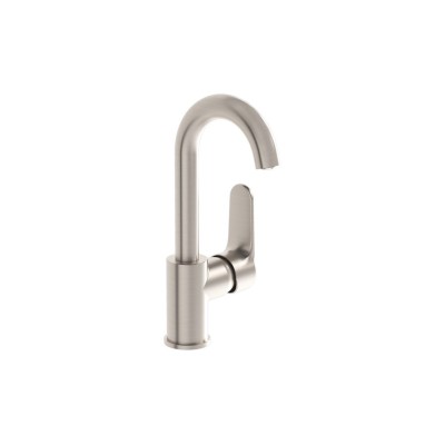 VitrA Root Round Swivel Basin Mixer - Brushed Nickel | Bathr