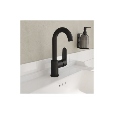 VitrA Root Round Swivel Basin Mixer - Matt Black | Bathroom