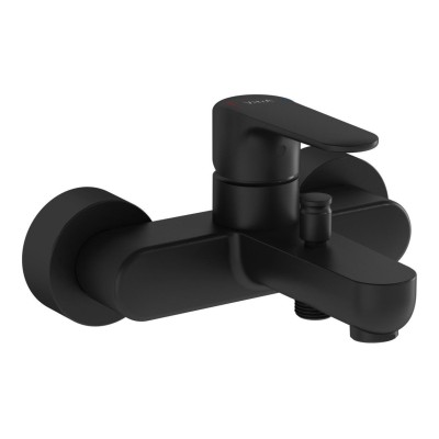 VitrA Root Round Wall Mounted Bath/Shower Mixer - Matt Black 2