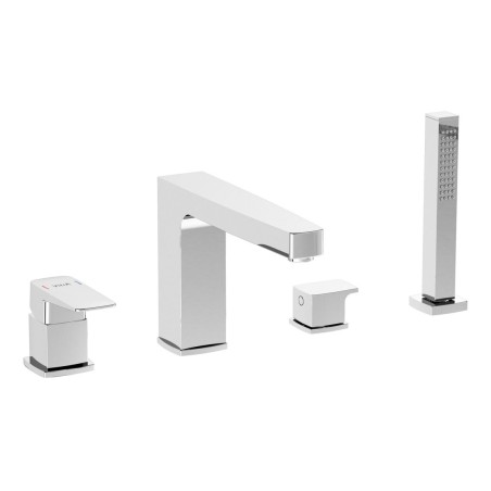 VitrA Root Square 4-Hole Bath/Shower Mixer - Chrome | Bathro