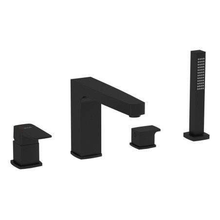 VitrA Root Square 4-Hole Bath/Shower Mixer - Matt Black | Ba