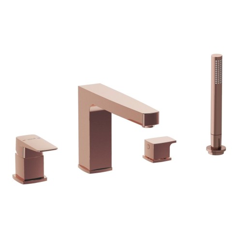 VitrA Root Square 4-Hole Bath/Shower Mixer - Soft Copper | B