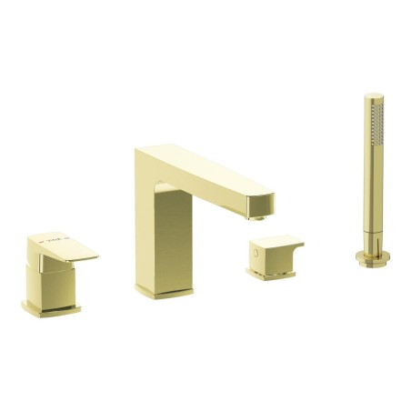 VitrA Root Square 4-Hole Bath/Shower Mixer - Soft Gold | Bat